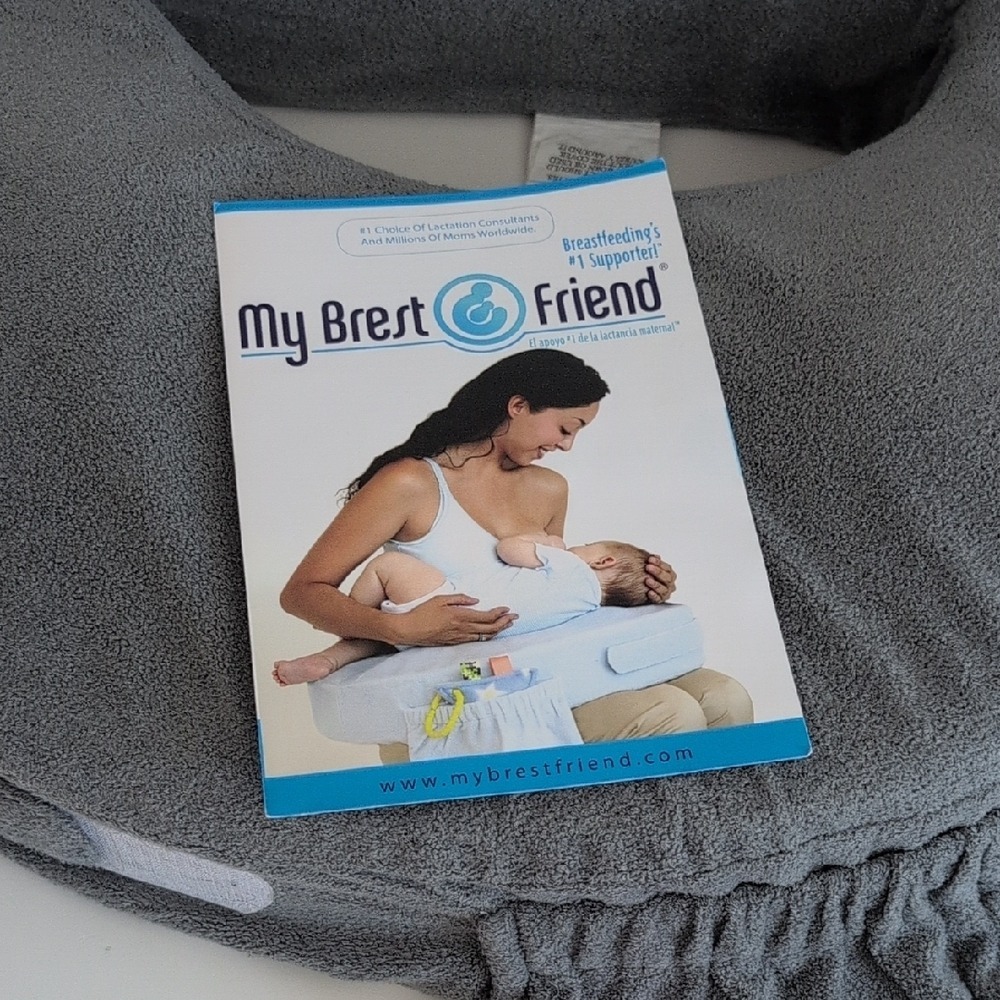 My Brest Friend Deluxe Nursing Pillow in Gray with Pocket, Adjustable Strap - Picture 14 of 16